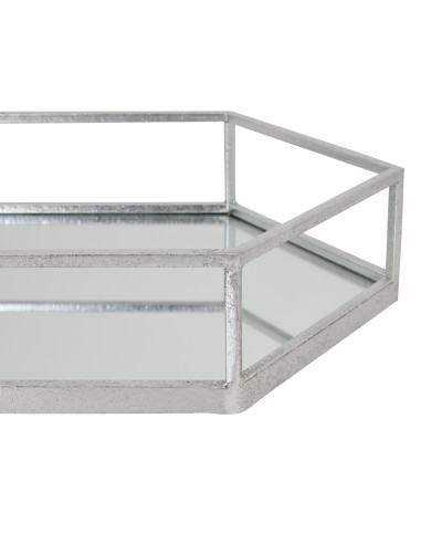 Affordable industrial style furniture Hill Interiors Silver Hexagon Set Of Two Trays 22488 for modern home decor, free shipping