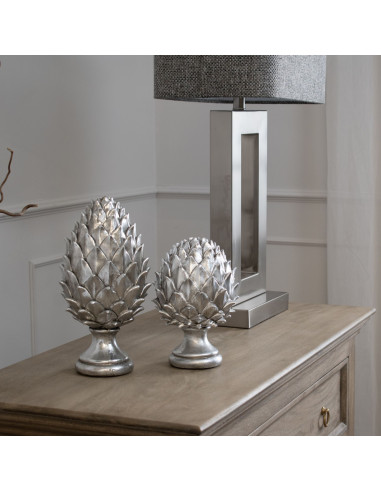 Affordable industrial style furniture Hill Interiors Silver Pinecone Finial 21732 for modern home decor, free shipping options