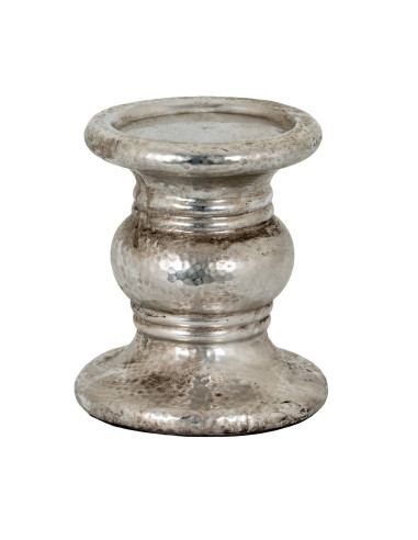 Hill Interiors Silver Punch Faced Ceramic Large Candle Holder 21706 - Authentic Hill Interiors furniture directly from FastDadd