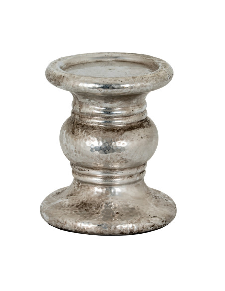 Hill Interiors Silver Punch Faced Ceramic Large Candle Holder 21706 - Authentic Hill Interiors furniture directly from FastDadd