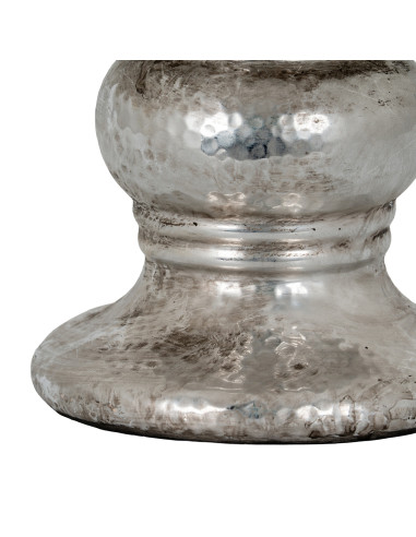 Affordable industrial style furniture Hill Interiors Silver Punch Faced Ceramic Large Candle Holder 21706 for modern home decor