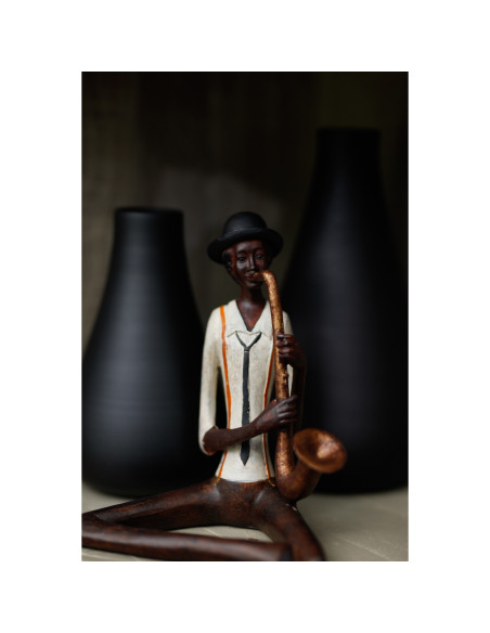 Affordable industrial style furniture Hill Interiors Sitting Jazz Band Saxophonist 0260 for modern home decor, free shipping op