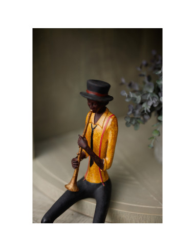 High-quality metal and wood construction of Hill Interiors SKU 0261 Sitting Jazz Band Trumpeter, detailed view for UK customers