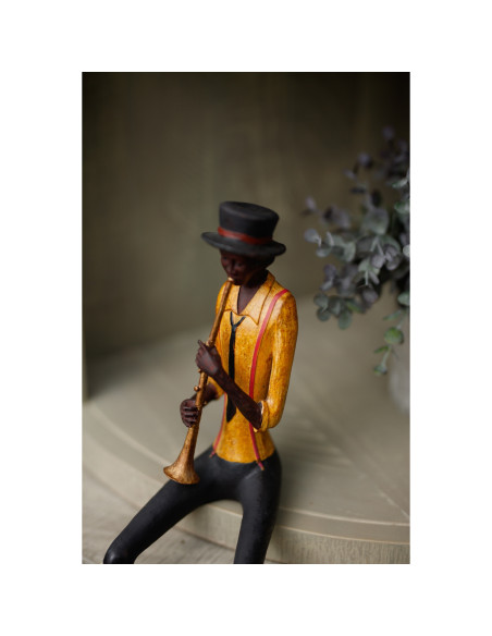High-quality metal and wood construction of Hill Interiors SKU 0261 Sitting Jazz Band Trumpeter, detailed view for UK customers