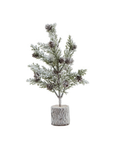 Hill Interiors Small Snowy Fir Tree With Pinecones In Wood Log 23573 - Authentic Hill Interiors furniture directly from FastDad