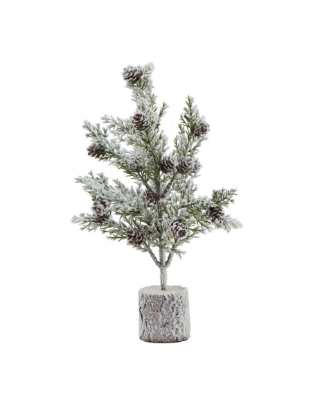 Hill Interiors Small Snowy Fir Tree With Pinecones In Wood Log 23573 - Authentic Hill Interiors furniture directly from FastDad