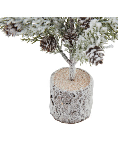 Affordable industrial style furniture Hill Interiors Small Snowy Fir Tree With Pinecones In Wood Log 23573 for modern home deco