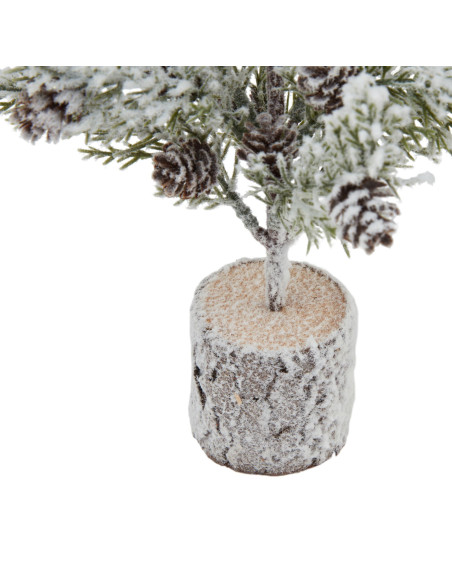 Affordable industrial style furniture Hill Interiors Small Snowy Fir Tree With Pinecones In Wood Log 23573 for modern home deco