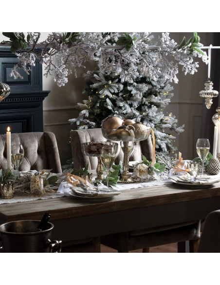 High-quality metal and wood construction of Hill Interiors SKU 21195 Snowy Garland, detailed view for UK customers.