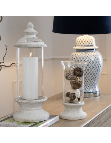 Affordable industrial style furniture Hill Interiors Stone Based Hurricane Lantern 9018 for modern home decor, free shipping op