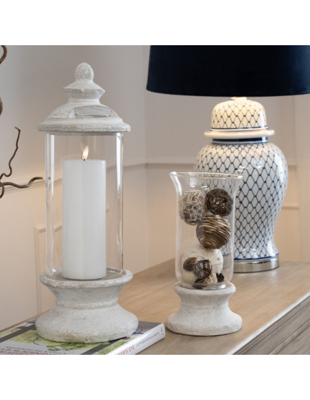 Affordable industrial style furniture Hill Interiors Stone Based Hurricane Lantern 9018 for modern home decor, free shipping op