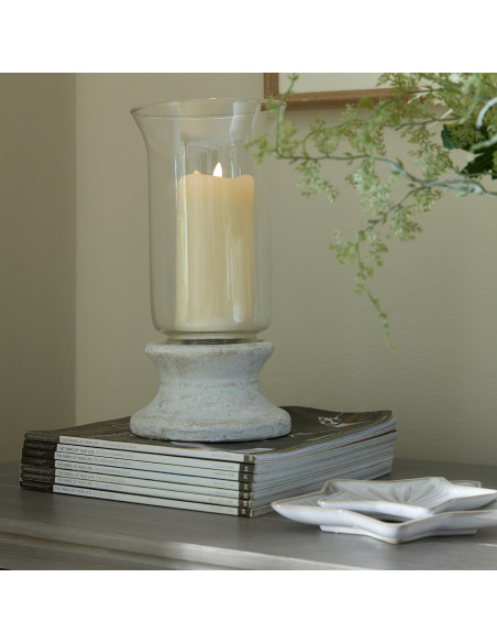 High-quality metal and wood construction of Hill Interiors SKU 9018 Stone Based Hurricane Lantern, detailed view for UK custome