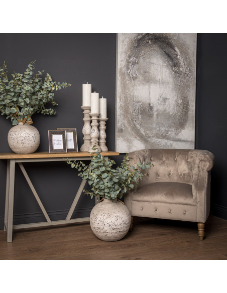 Full dimensions and specifications of Hill Interiors Stone Ceramic Candle Holder 22263: Height 30.00cm, Width 14.50cm, perfect