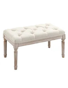 HOMCOM 80cm End of Bed Bench, Window Seat, Tufted Bench for Bedroom, Hallway, Living Room, Cream White