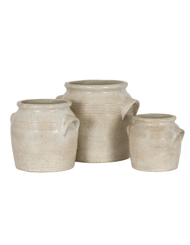 High-quality metal and wood construction of Hill Interiors SKU 24621 Tarn Collection Large Pot With Handles, detailed view for