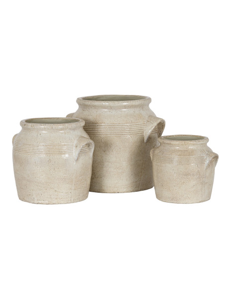 High-quality metal and wood construction of Hill Interiors SKU 24621 Tarn Collection Large Pot With Handles, detailed view for