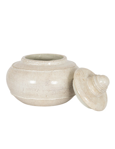 High-quality metal and wood construction of Hill Interiors SKU 24598 Tarn Collection Large Pot With Lid, detailed view for UK c