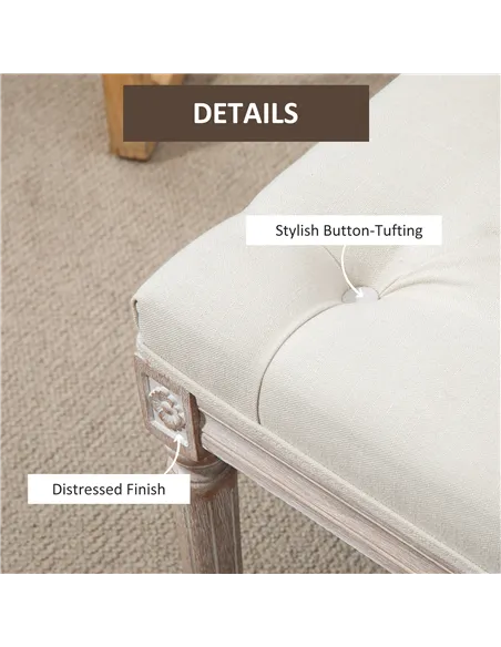HOMCOM 80cm End of Bed Bench, Window Seat, Tufted Bench for Bedroom, Hallway, Living Room, Cream White