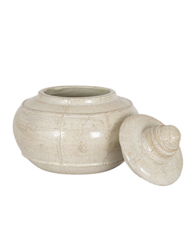 High-quality metal and wood construction of Hill Interiors SKU 24599 Tarn Collection Medium Pot With Lid, detailed view for UK