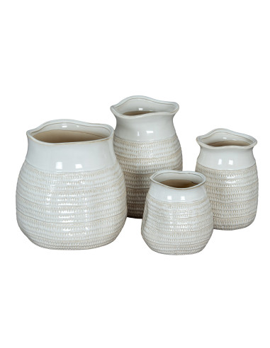 High-quality metal and wood construction of Hill Interiors SKU 24471 Tava Wide Hewn Vase, detailed view for UK customers.