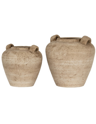 Full dimensions and specifications of Hill Interiors Terra Large Urn Vase With Handles 24619: Height 35.00cm, Width 36.00cm, pe