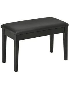 HOMCOM Classic Piano Bench Stool, PU Leather Padded Keyboard Stool with Rubber Wood Legs and Music Storage Compartment, Black