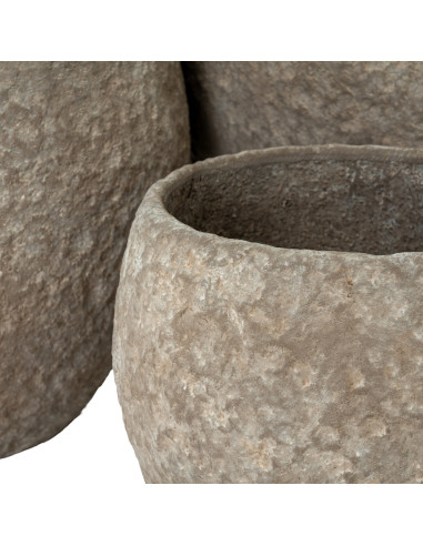 Affordable industrial style furniture Hill Interiors Umber Pot Belly Set Of 3 Planters 24524 for modern home decor, free shippi