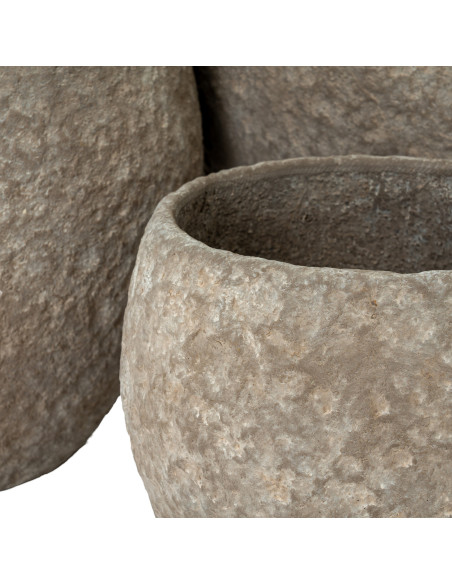 Affordable industrial style furniture Hill Interiors Umber Pot Belly Set Of 3 Planters 24524 for modern home decor, free shippi