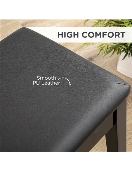 HOMCOM Classic Piano Bench Stool, PU Leather Padded Keyboard Stool with Rubber Wood Legs and Music Storage Compartment, Black