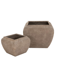 Hill Interiors Umber Square Drum Set Of 2 Planters 24527 - Authentic Hill Interiors furniture directly from FastDaddy UK. Exclu