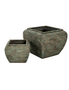 Hill Interiors Verdan Square Drum Set Of 2 Planters 24526 - Authentic Hill Interiors furniture directly from FastDaddy UK. Excl