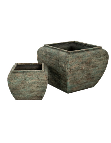 Hill Interiors Verdan Square Drum Set Of 2 Planters 24526 - Authentic Hill Interiors furniture directly from FastDaddy UK. Excl