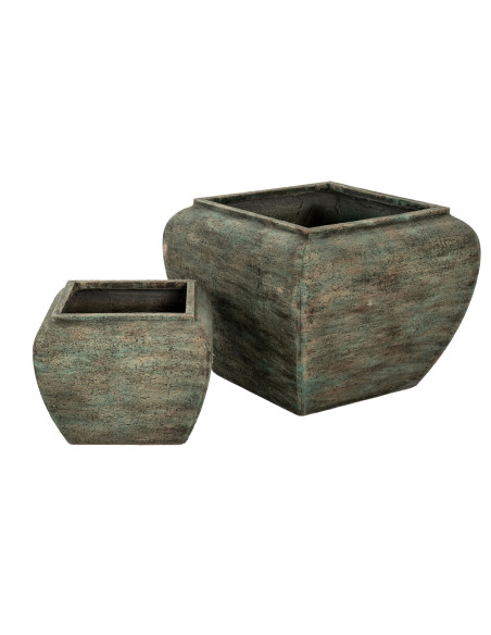 Hill Interiors Verdan Square Drum Set Of 2 Planters 24526 - Authentic Hill Interiors furniture directly from FastDaddy UK. Excl