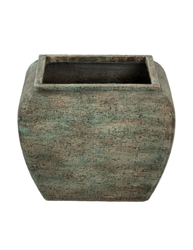 High-quality metal and wood construction of Hill Interiors SKU 24526 Verdan Square Drum Set Of 2 Planters, detailed view for UK