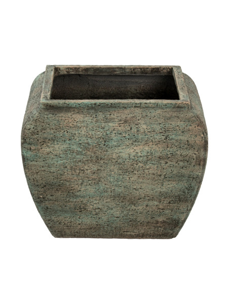 High-quality metal and wood construction of Hill Interiors SKU 24526 Verdan Square Drum Set Of 2 Planters, detailed view for UK