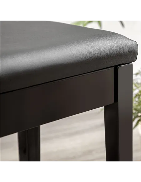 HOMCOM Classic Piano Bench Stool, PU Leather Padded Keyboard Stool with Rubber Wood Legs and Music Storage Compartment, Black