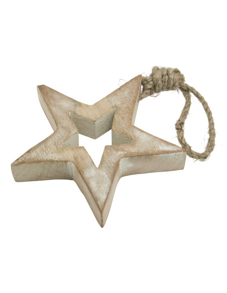 Affordable industrial style furniture Hill Interiors White Wash Collection Small Wooden Hanging Star Decoration 23502 for moder