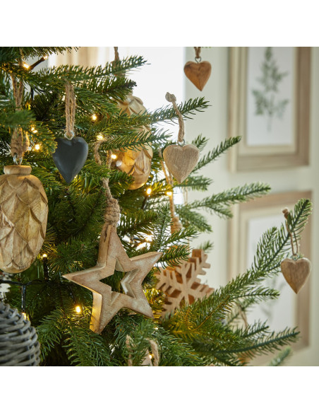 High-quality metal and wood construction of Hill Interiors SKU 23502 White Wash Collection Small Wooden Hanging Star Decoration