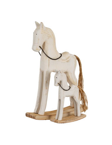 High-quality metal and wood construction of Hill Interiors SKU 24113 Whitewashed Rustic Rocking Horse, detailed view for UK cus