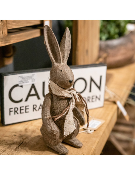 High-quality metal and wood construction of Hill Interiors SKU 16360 Winter Bunny Rabbit - Small, detailed view for UK customer