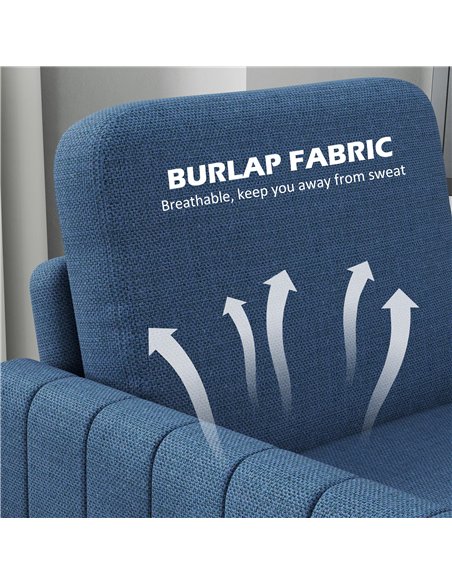 HOMCOM Modern Boxy Linen-Look Armchair - Blue
