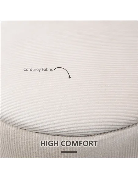 HOMCOM Set of 2 Round Ottoman with Storage, Fabric Vanity Stool for Makeup, Footrest Stool with Removable Lid for Living Room & 
