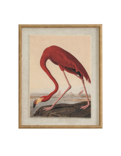 Hill Interiors Flora & Fauna Collection Flamingo On Linen In Beaded Frame 24184 - Authentic Hill Interiors furniture directly f