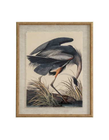 Hill Interiors Flora & Fauna Collection Heron On Linen In Beaded Frame 24185 - Authentic Hill Interiors furniture directly from
