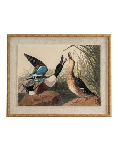 Hill Interiors Flora & Fauna Collection Mallards On Linen In Beaded Frame 24193 - Authentic Hill Interiors furniture directly f