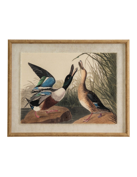 Hill Interiors Flora & Fauna Collection Mallards On Linen In Beaded Frame 24193 - Authentic Hill Interiors furniture directly f