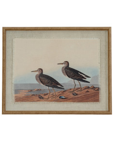 Hill Interiors Flora & Fauna Collection Sandpipers On Linen In Beaded Frame 24189 - Authentic Hill Interiors furniture directly