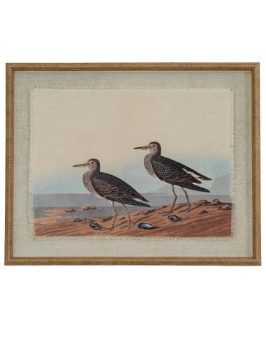 Hill Interiors Flora & Fauna Collection Sandpipers On Linen In Beaded Frame 24189 - Authentic Hill Interiors furniture directly