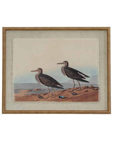 Hill Interiors Flora & Fauna Collection Sandpipers On Linen In Beaded Frame 24189 - Authentic Hill Interiors furniture directly