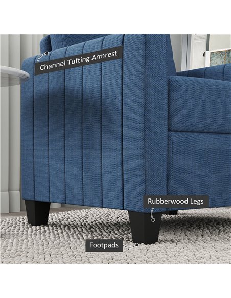 HOMCOM Modern Boxy Linen-Look Armchair - Blue